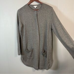 J Jill Wool Blend Gray Cardigan Sweater Women’s Medium Soft Knit Minimalist Cozy
